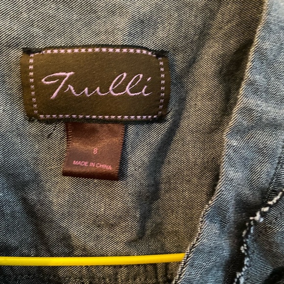 Button up dress with ruffles , 3/4 sleeve fits small to medium grey/blue - Picture 8 of 12